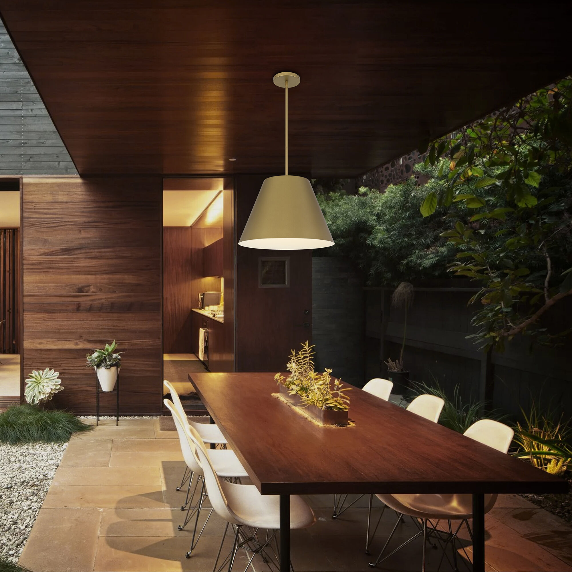 Jaz LED 16 inch Painted Brass Outdoor Pendant